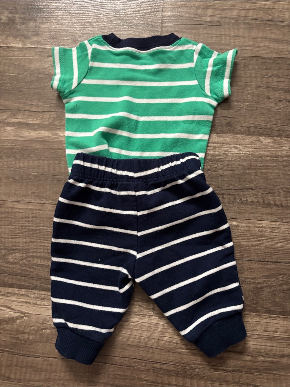 Carter's Navy and Green Striped Baby Top 220 - Picture 2 of 4